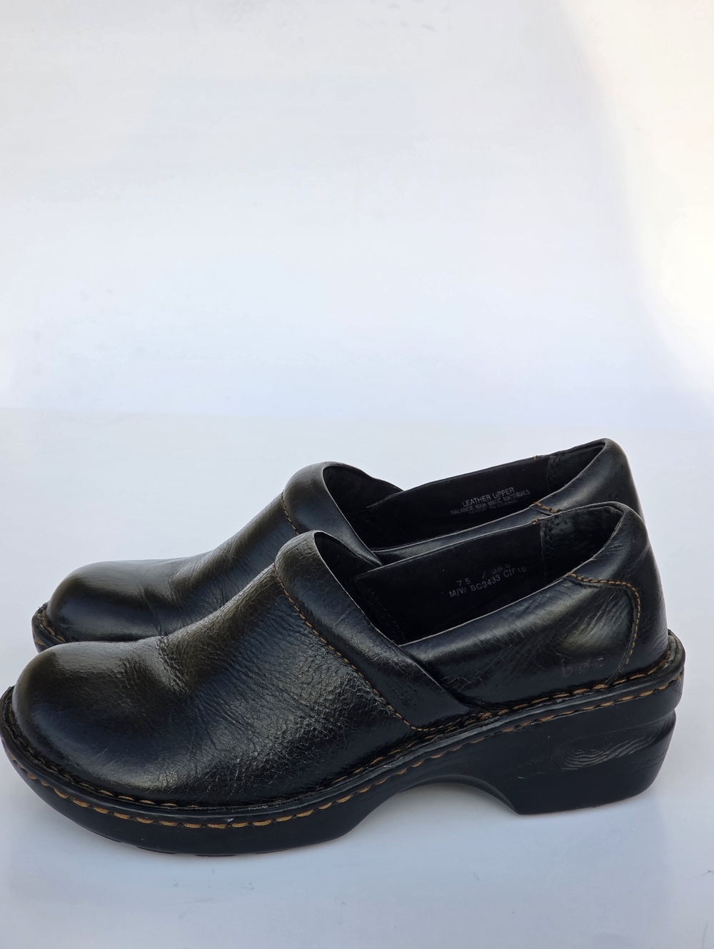 b.o.c. Born Concept Peggy Leather Clogs Black Slip-On Comfort Shoes Women’s 7.5